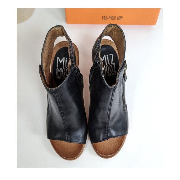 Miz Mooz "Summer" Peep Toe Block Heel Womens Sz 6.5 Leather Sandals Side Zip NWT - Picture 6 of 8
